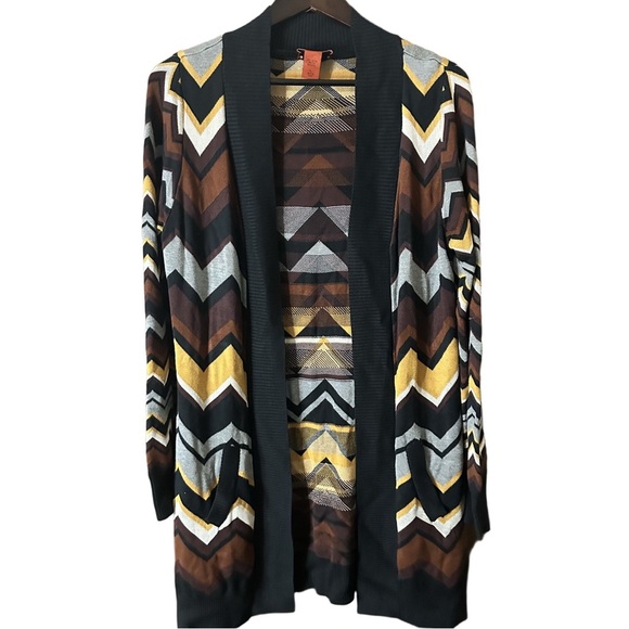 Missoni for Target Sweaters - MISSONI Target Open Cardigan Sweater Zig Zag Chevron Yellow Black Brown Size L